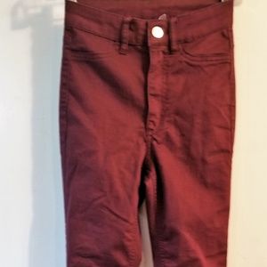 HM Pants - HM Burgundy High Waisted Skinny Pant Size 23-24 HM Pants - HM Burgundy High Waisted Skinny Pant Size 23-24